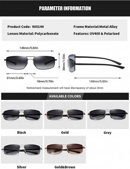 Sport Rectangular Polarized Sunglasses for Men UV Protection Alloy Frame for Driving Fishing Golf - Gold Brown - CX18YGGR8KS ...