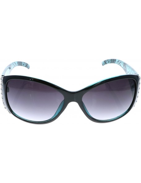 Round Women's Polarized Sunglasses Designer Rhinestone Vintage Floral Eyewear - Blue - CI12GW27RIT $14.09