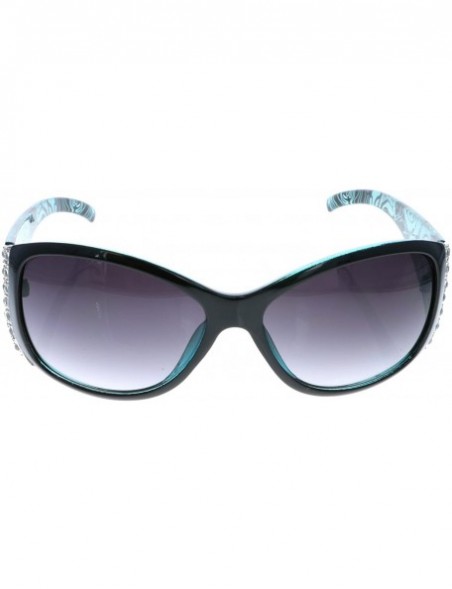 Round Women's Polarized Sunglasses Designer Rhinestone Vintage Floral Eyewear - Blue - CI12GW27RIT $14.09