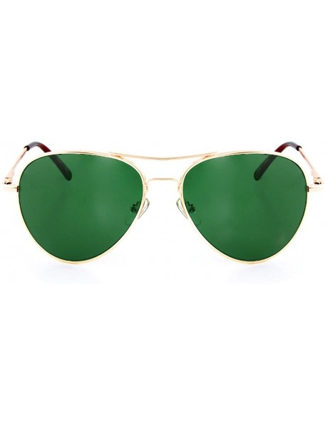 Aviator Premium Polarized Spring Hinges Aviator Sunglasses (GOLD- GREEN) - CQ12O8NGATA $9.70