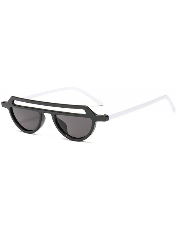 Round hot Chic flat top small frame round sunglasses for women brand designer 2019 new - Black&white - CP18NU0LOWH $11.71