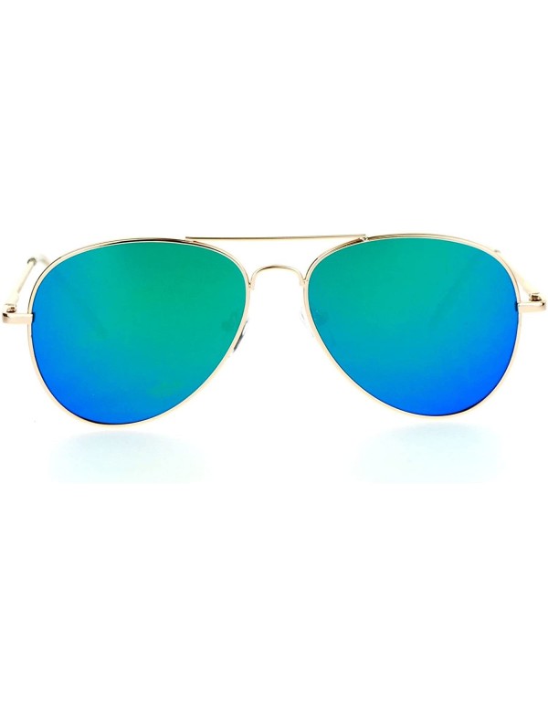 Aviator Flat Lens Aviator Sunglasses Thin Metal Spring Hinge Frame Gold Mirror Lens - Gold - CV188YQ0YUA $12.92