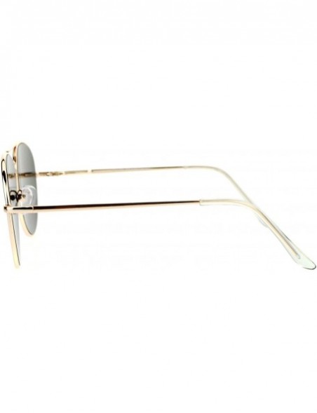 Aviator Flat Lens Aviator Sunglasses Thin Metal Spring Hinge Frame Gold Mirror Lens - Gold - CV188YQ0YUA $12.92