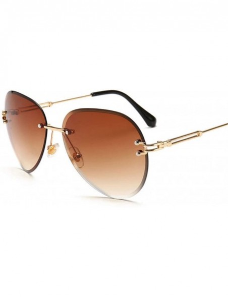 Oval RimlRound Sunglasses Women Flower Gradient Sun Glasses Female Metal Frame Shades Eyewear UV400 - 1535bluepink - CQ19850Z...