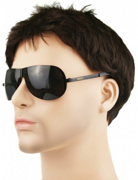 Rimless Men Polarized Brand Driving Sunglasses UV400 Fashion Flat Eye Wear With Case - Black - C612JAH34QB $22.40