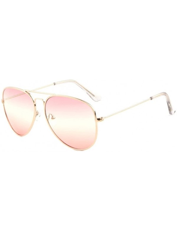 Round Classic Pilot Aviator Sunglasses w/Triple Gradient Lenses - Gold Metallic Frame - CF188OWMQTX $9.81