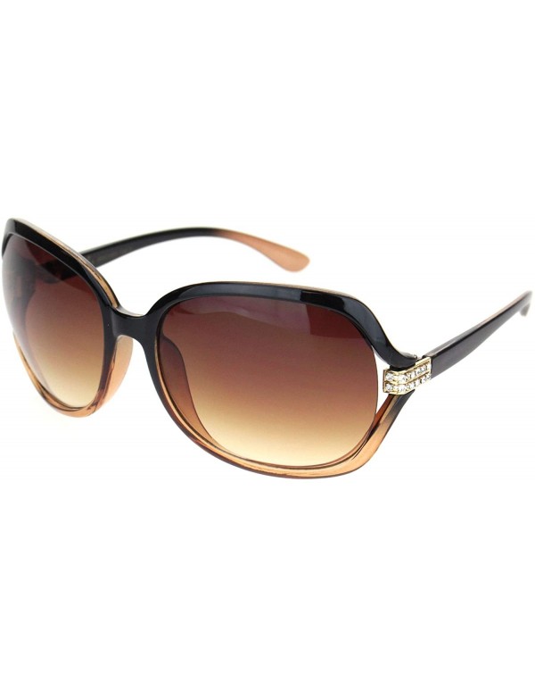 Butterfly Womens Iced Rhinestone Jewel Hinge Butterfly Sunglasses - Black Brown - C718NWRIKQK $14.09