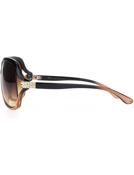 Butterfly Womens Iced Rhinestone Jewel Hinge Butterfly Sunglasses - Black Brown - C718NWRIKQK $14.09