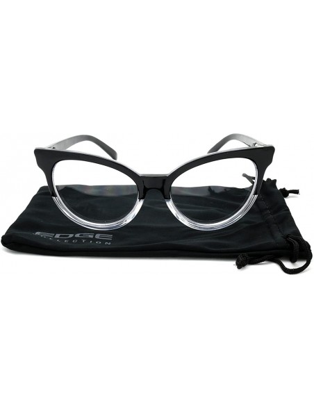 Oval Cat Eye Sunglasses Two-tone with Clear Lens C9401P - Black-clear - CY1850C9RUU $7.84