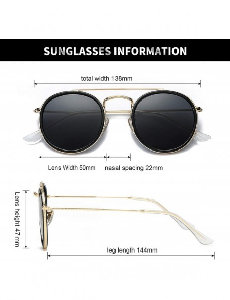 Aviator Small Round Double Bridge Sunglasses For Women Men Polarized 100% UV Protection - CL18QZ9YG64 $11.87