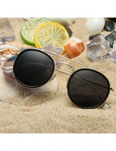 Aviator Small Round Double Bridge Sunglasses For Women Men Polarized 100% UV Protection - CL18QZ9YG64 $11.87