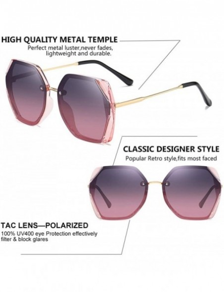 Sport Oversized Polarized Sunglasses for Women Protection UV400 YJ135 - Pink Frame Purple Pink Lens - CA1963ACTAL $11.08