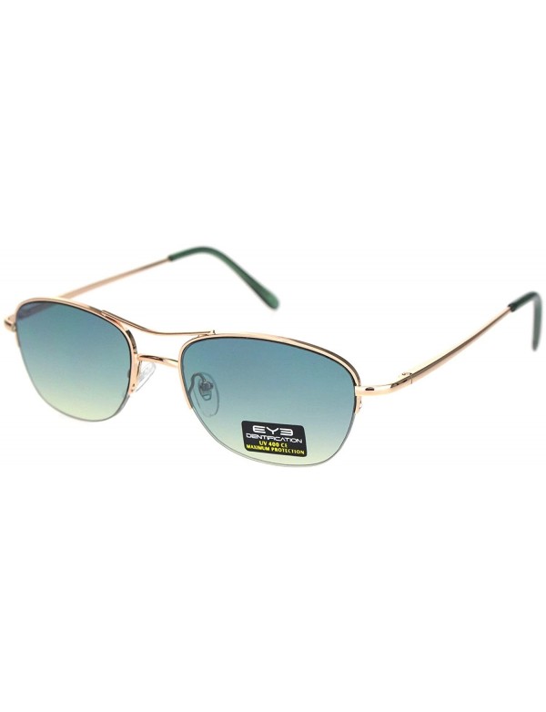 Rectangular Womens Boyfriend Style Narrow Rectangular Half Rim Pilots Sunglasses - Gold Green Yellow - CC18O3MEYH8 $11.14