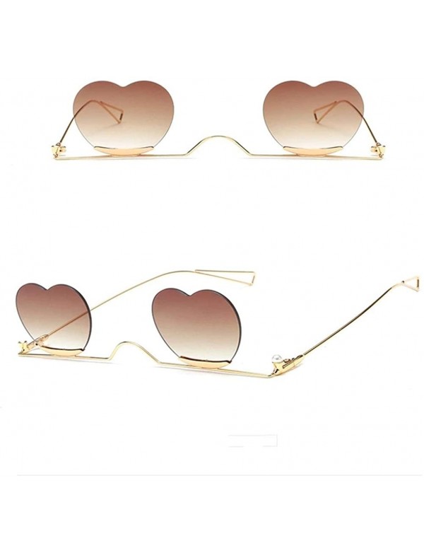 Rimless Fashion Small Rimless Sunglasses Women Vintage Heart Glasses Luxury Brand Metal Pearl Frame Unique Eyewear - 4 - CQ19...