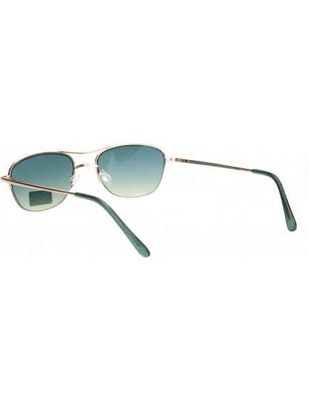 Rectangular Womens Boyfriend Style Narrow Rectangular Half Rim Pilots Sunglasses - Gold Green Yellow - CC18O3MEYH8 $11.14