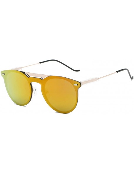 Goggle Retro Vintage Brow-Bar Circle Round Mirrored UV Protection Fashion Sunglasses - Orange - CA18WU829GU $17.40