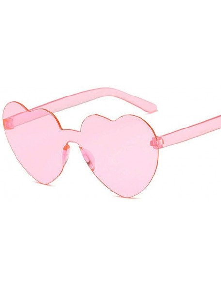 Rimless Sunglasses Women Transparent Plastic Glasses Style Sun Glasses Female Clear Candy Color Lady Love Heart Lens - C7190S...
