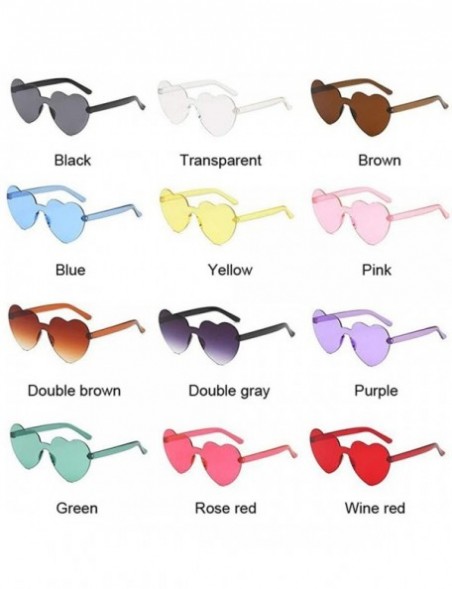 Rimless Sunglasses Women Transparent Plastic Glasses Style Sun Glasses Female Clear Candy Color Lady Love Heart Lens - C7190S...