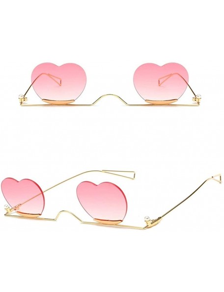 Rimless Fashion Small Rimless Sunglasses Women Vintage Heart Glasses Luxury Brand Metal Pearl Frame Unique Eyewear - 4 - CQ19...