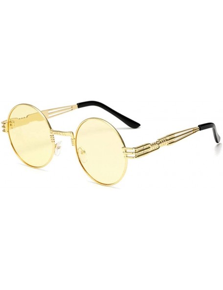 Round Sunglasses Round Frame Tide Men Fashion Sunglasses Metal Round Glasses - CZ18X0464L2 $46.50