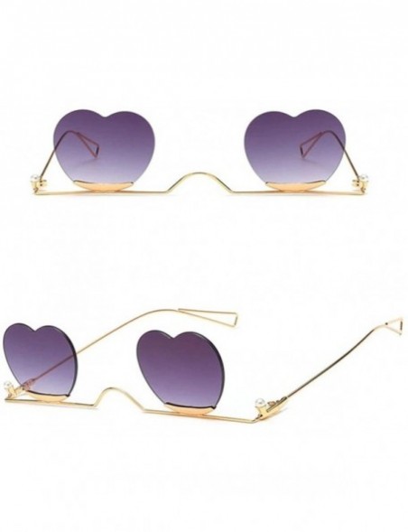 Rimless Fashion Small Rimless Sunglasses Women Vintage Heart Glasses Luxury Brand Metal Pearl Frame Unique Eyewear - 4 - CQ19...