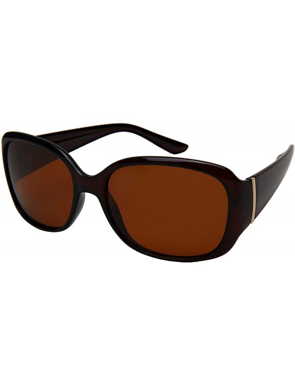 Oval Chic Two Toned Sunnies w/Polarized Lens 32062TT-P - Clear Brown - C7185KM5DE5 $8.85