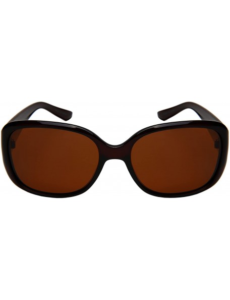 Oval Chic Two Toned Sunnies w/Polarized Lens 32062TT-P - Clear Brown - C7185KM5DE5 $8.85