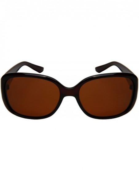 Oval Chic Two Toned Sunnies w/Polarized Lens 32062TT-P - Clear Brown - C7185KM5DE5 $8.85