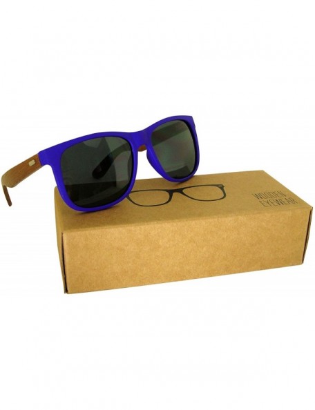 Rectangular 4 colors wood sunglasses mens sunglasses womens sunglasses - Dark Blue - C418XITL5SM $7.94