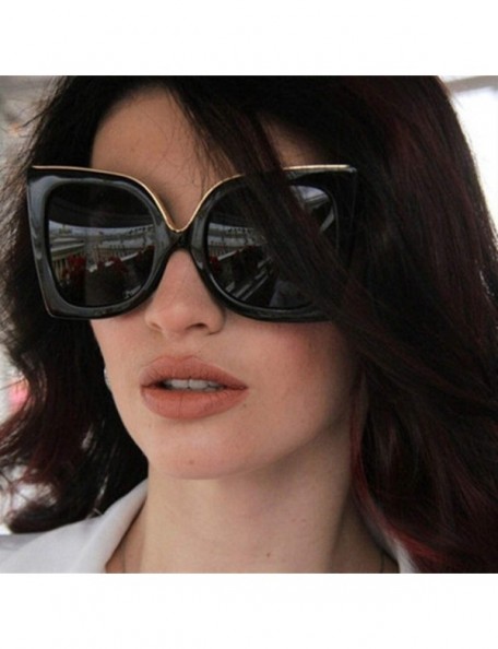 Oversized Oversized Gradient Lens Sunglasses for Women Acetate Frame Goggles UV400 - C7 Black Brown - CD198G25HYR $14.15