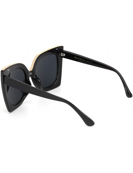 Oversized Oversized Gradient Lens Sunglasses for Women Acetate Frame Goggles UV400 - C7 Black Brown - CD198G25HYR $14.15