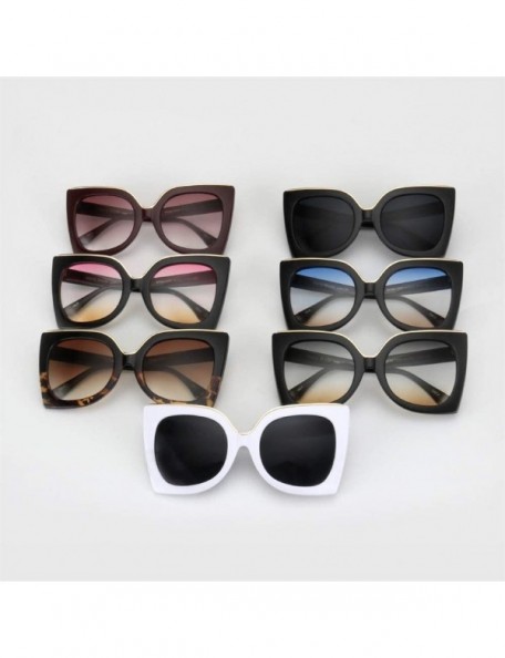Oversized Oversized Gradient Lens Sunglasses for Women Acetate Frame Goggles UV400 - C7 Black Brown - CD198G25HYR $14.15