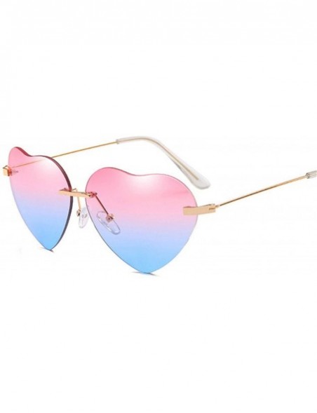 Rimless Heart Sunglasses Women Love Rimless Frame Clear Transparent Tint Sun Glasses Vintage - As Picture-1 - CD18W6I8A5A $24.31