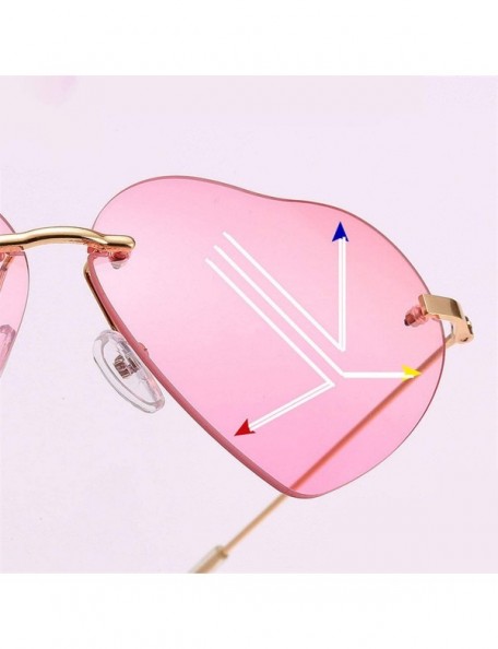 Rimless Heart Sunglasses Women Love Rimless Frame Clear Transparent Tint Sun Glasses Vintage - As Picture-1 - CD18W6I8A5A $24.31