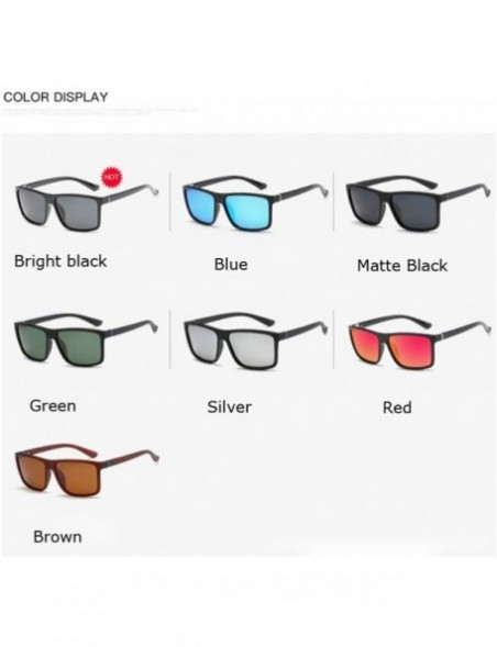 Rectangular Men's Classic Sunglasses UV400 Square Frame Polarized Sunglasses Lenses Vintage Sun Glasses (Black) - Black - CV1...