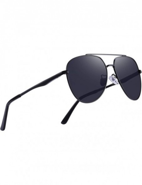 Rectangular Retro Unisex Polarized Sunglasses for Men/Women-100% UV protection - Black - CY18MH8RS20 $19.09