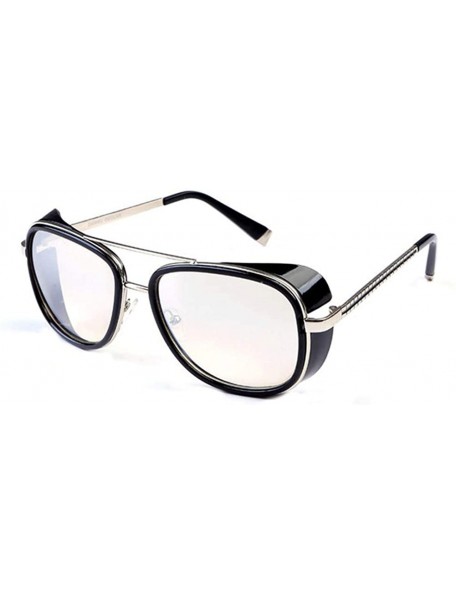 Square Men and women windproof sunglasses retro personality square sunglasses - C3 - CG18EM2CI3L $8.85