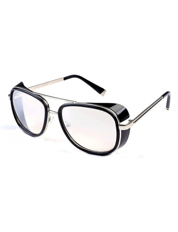 Square Men and women windproof sunglasses retro personality square sunglasses - C3 - CG18EM2CI3L $8.85