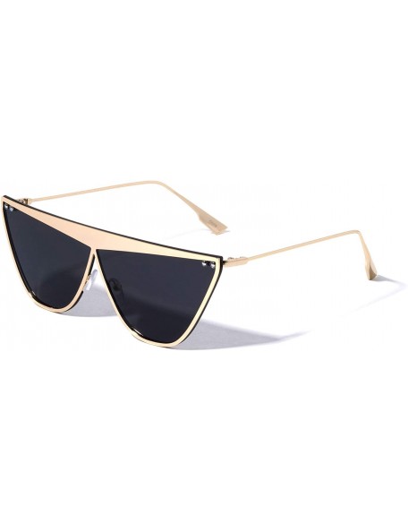 Shield Branson Sharp Cat Eye Shield Sunglasses - Black - CJ196L0T3A0 $15.21