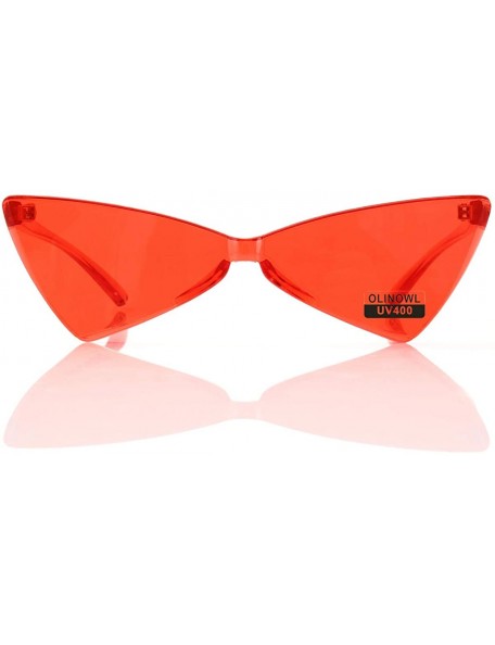 Sport Triangle Rimless Sunglasses One Piece Colored Transparent Sunglasses For Women and Men - Red - CU18LAYQMWH $8.26