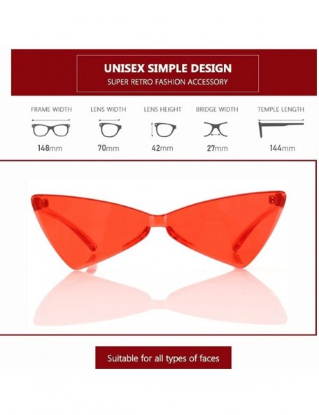 Sport Triangle Rimless Sunglasses One Piece Colored Transparent Sunglasses For Women and Men - Red - CU18LAYQMWH $8.26