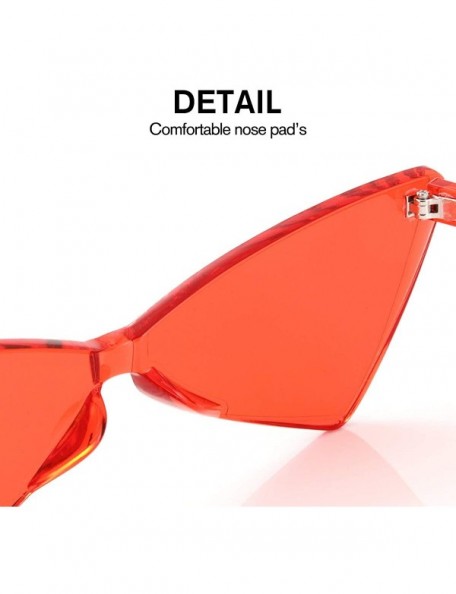 Sport Triangle Rimless Sunglasses One Piece Colored Transparent Sunglasses For Women and Men - Red - CU18LAYQMWH $8.26