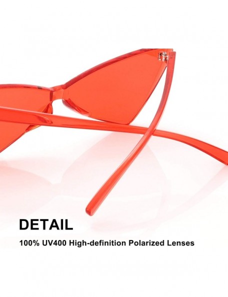 Sport Triangle Rimless Sunglasses One Piece Colored Transparent Sunglasses For Women and Men - Red - CU18LAYQMWH $8.26