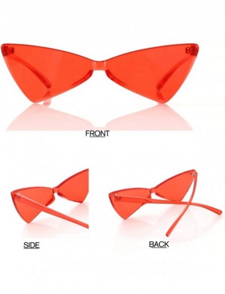 Sport Triangle Rimless Sunglasses One Piece Colored Transparent Sunglasses For Women and Men - Red - CU18LAYQMWH $8.26