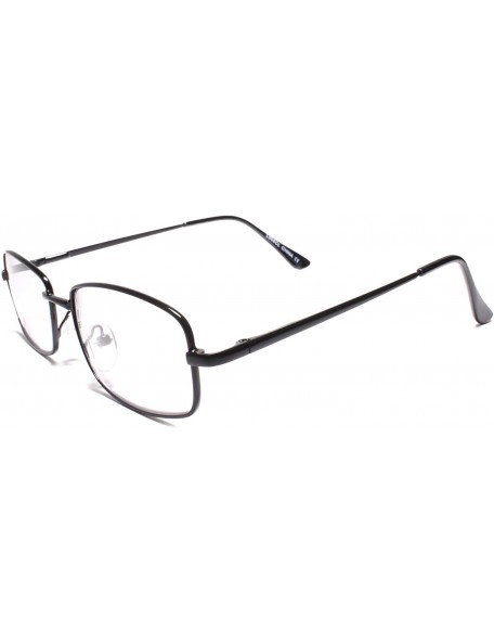 Rectangular Unisex Rectangle Vintage Mens Womens Clear Lens Nerd Geek Glasses - Black - C818UINOM4H $12.94
