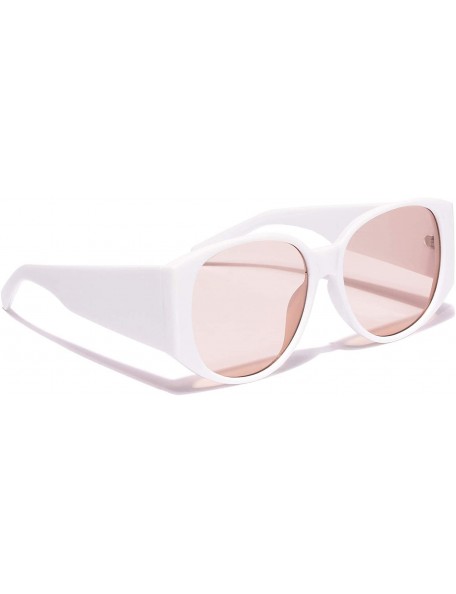 Oval Women's Classic Round Sunglasses Plastic Frame - White - CQ18WG8ERYL $8.31