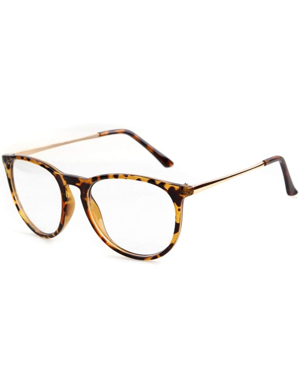 Oval Round Clear Glasses Vintage Non Prescription Eyeglasses Frame Women Wen - Tortoise Frame Gold Arm - C3192I3EKWH $8.67