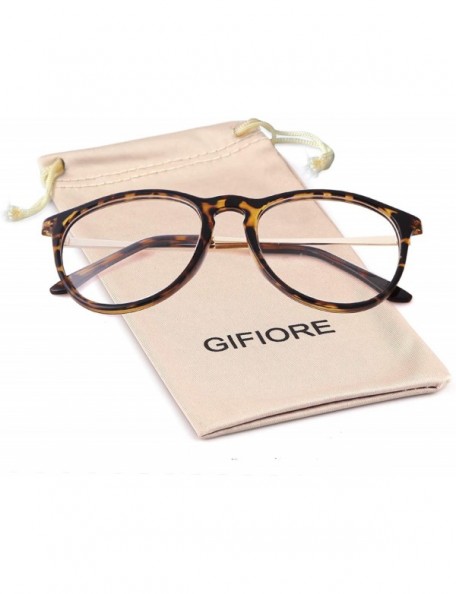 Oval Round Clear Glasses Vintage Non Prescription Eyeglasses Frame Women Wen - Tortoise Frame Gold Arm - C3192I3EKWH $8.67