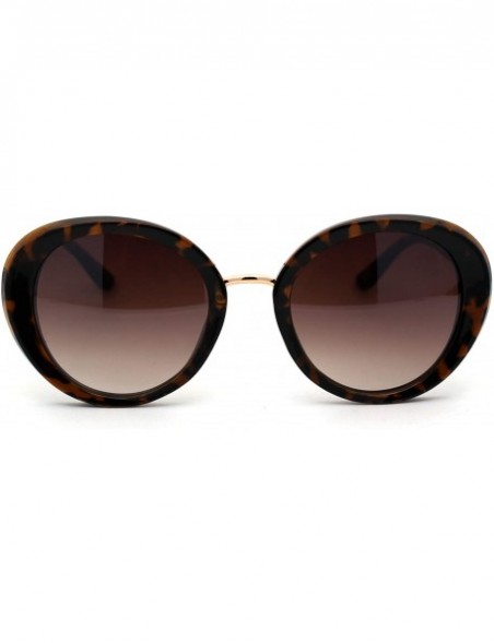 Round Womens Mod Chic Retro Designer Round Fashion Sunglasses - Tortoise Brown - CS18XWST0CO $13.09