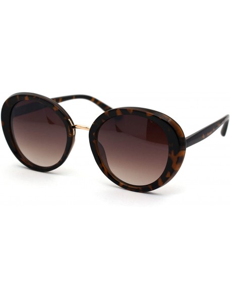 Round Womens Mod Chic Retro Designer Round Fashion Sunglasses - Tortoise Brown - CS18XWST0CO $13.09